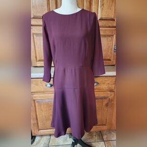 Ann Taylor Deep Plum Long Sleeve Dress Size 10 NWT